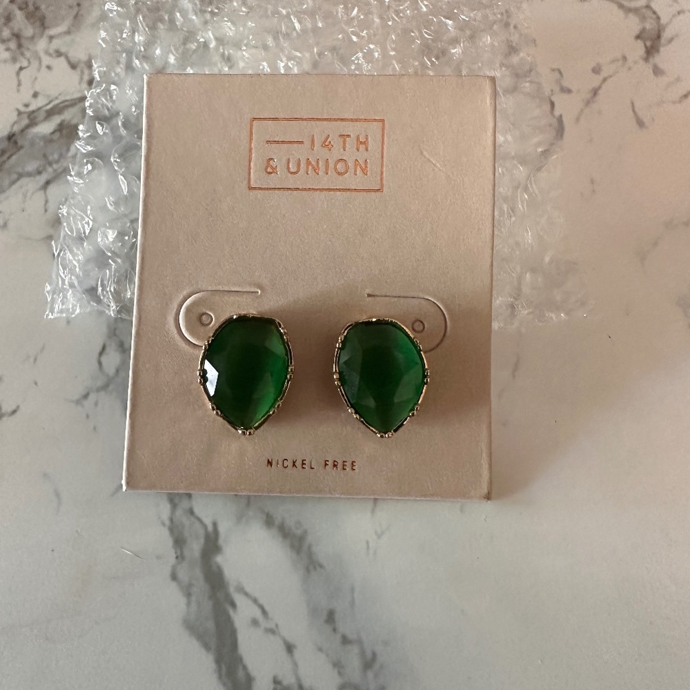 Gold and Green stone earrings